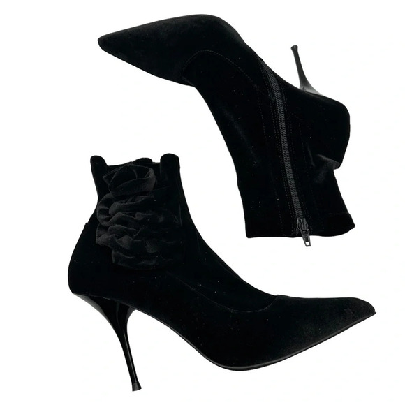 Jeffrey Campbell FLORETTE Black Velve Stiletto Boo. Sz: 8.5 - Picture 7 of 9